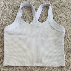 Athleta White Ribbed Top